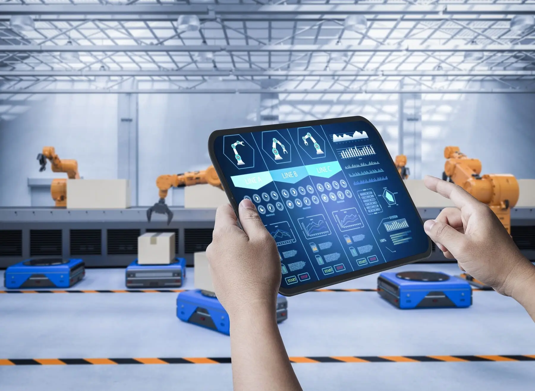 Tablet zur Steuerung einer Smart Factory.