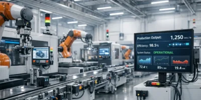 Künstliche Intelligenz in der Produktion - moderne vernetzte Fertigungshalle