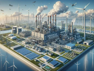 Nachhaltigkeit in der Industrie moderne Industrieanlage mit grünen Technologien