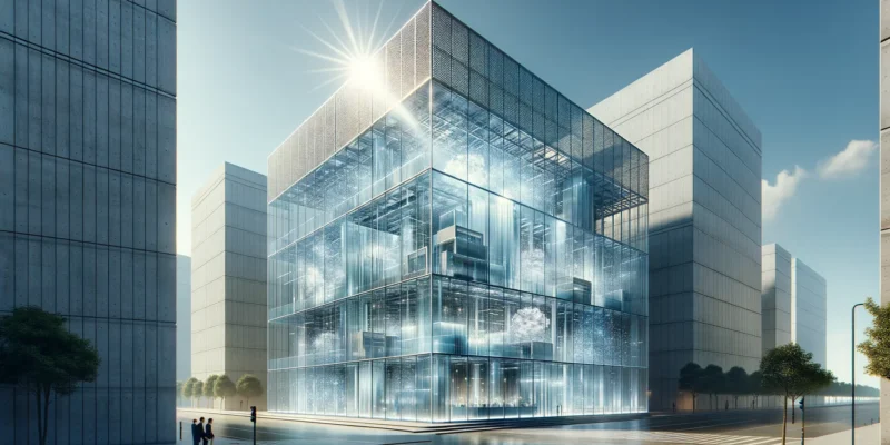Transparente Wärmedämmung an moderner Glasfassade für Energieeffizienz und Lichteinfall